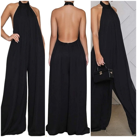 Fashion Black Jumpsuit new size L,XL Available. Chiffon - Picture 3 of 11